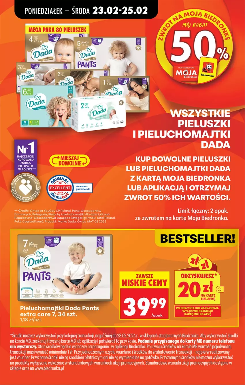 Gazetka promocyjna Biedronka - Od Poniedziałku - ważna 23.02 do 28.02.2026 - strona 5 - produkty: Dada, Dzieci, Fa, Majtki, Mus, Olej, Pieluchomajtki, Pieluchy, Telefon, Tran