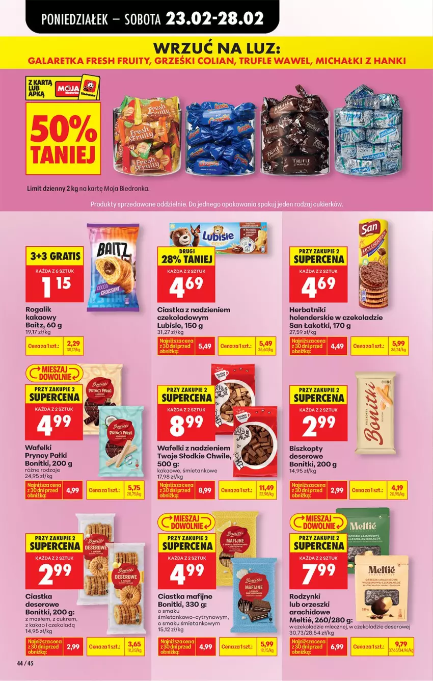 Gazetka promocyjna Biedronka - Od Poniedziałku - ważna 23.02 do 28.02.2026 - strona 50 - produkty: Biszkopty, Bonitki, Ciastka, Deser, Fa, Gra, Herbatniki, Kakao, Lubisie, Orzeszki, Rodzynki, Rogal, Ser