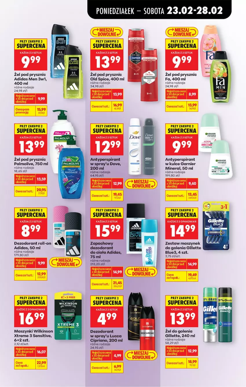 Gazetka promocyjna Biedronka - Od Poniedziałku - ważna 23.02 do 28.02.2026 - strona 65 - produkty: Adidas, Antyperspirant, Dezodorant, Dove, Fa, Garnier, Gillette, Gra, Old Spice, Palmolive, Ser