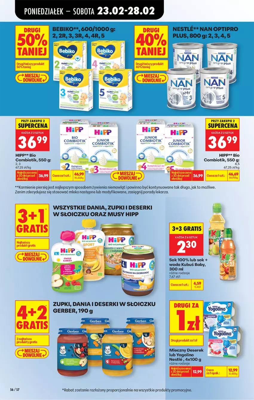 Gazetka promocyjna Biedronka - Od Poniedziałku - ważna 23.02 do 28.02.2026 - strona 68 - produkty: BIC, Deser, Gerber, Gra, HiPP, Karmi, Kubuś, Mleko, Mus, O nas, Por, Ser, Serek, Sok, Woda