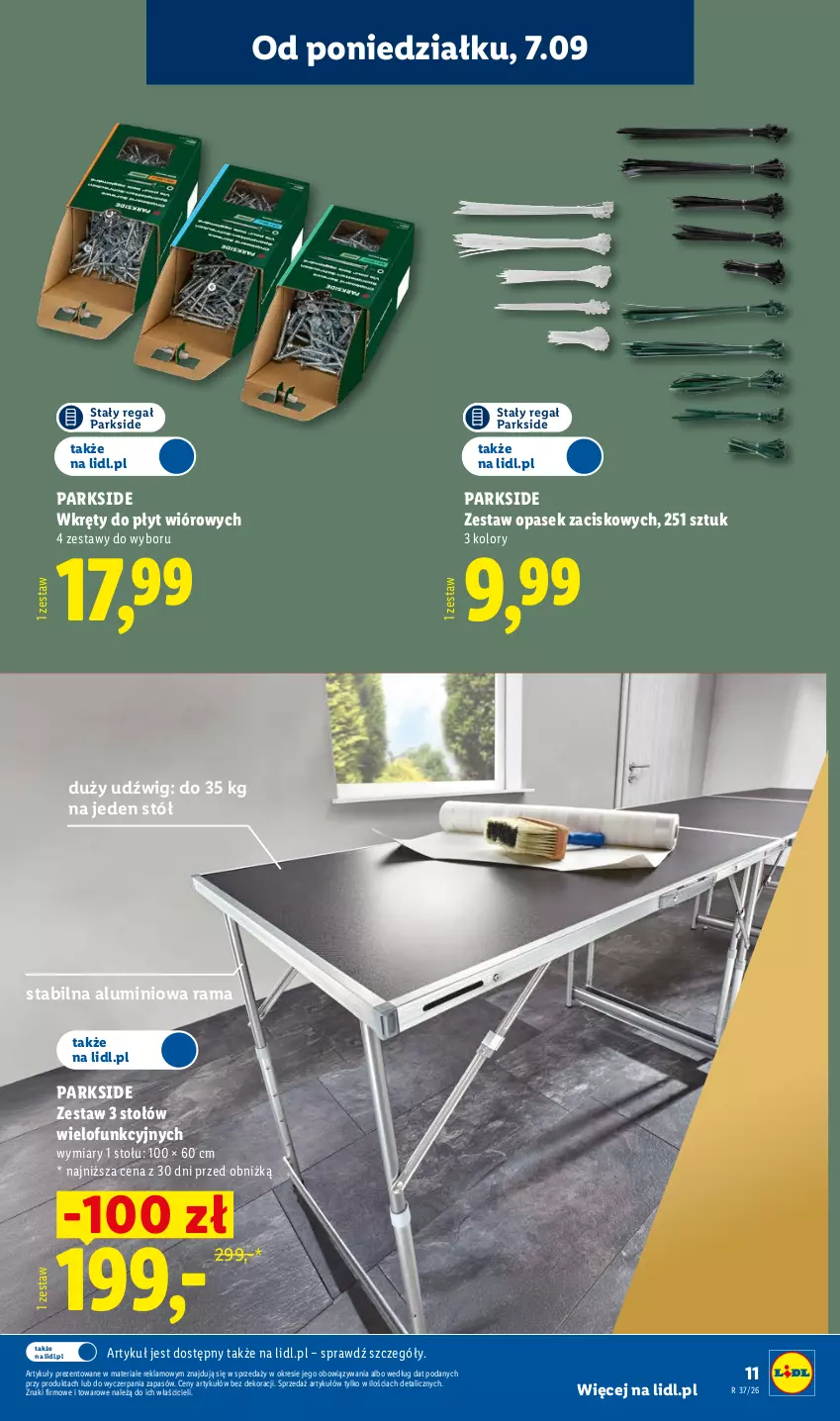 Gazetka promocyjna Lidl - Gazetka ważna od 07.09. do 12.09. - ważna 07.09 do 12.09.2026 - strona 15 - produkty: Dźwig, Parkside, Pasek, Rama, Regał, Stół, Wkręt