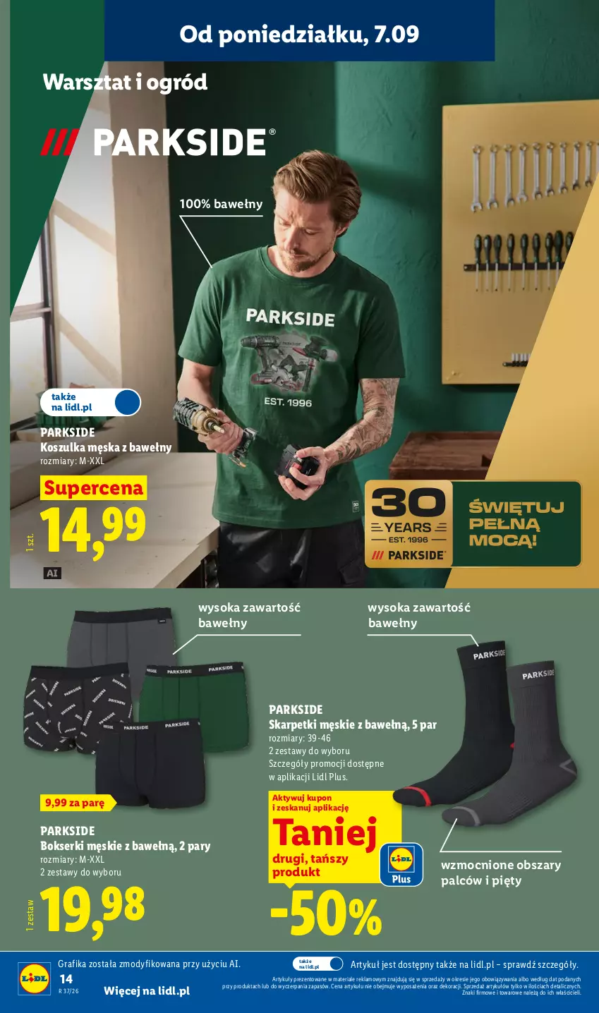 Gazetka promocyjna Lidl - Gazetka ważna od 07.09. do 12.09. - ważna 07.09 do 12.09.2026 - strona 18 - produkty: Bokserki, Gra, Grafika, Karp, Kosz, Koszulka, Ogród, Parkside, Ser, Skarpetki, Sok