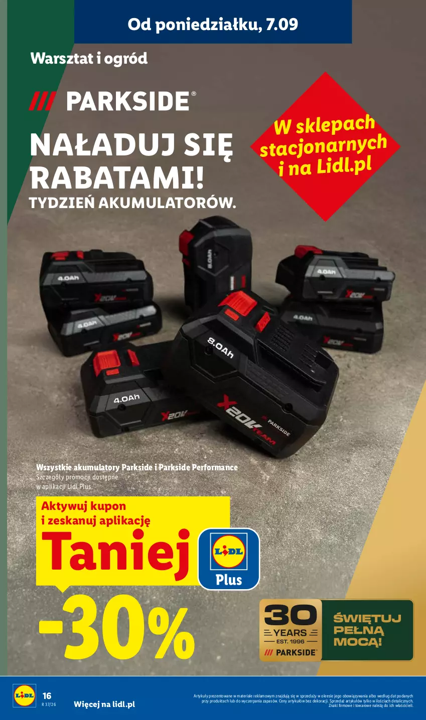 Gazetka promocyjna Lidl - Gazetka ważna od 07.09. do 12.09. - ważna 07.09 do 12.09.2026 - strona 20 - produkty: Akumulator, Ogród, Parkside