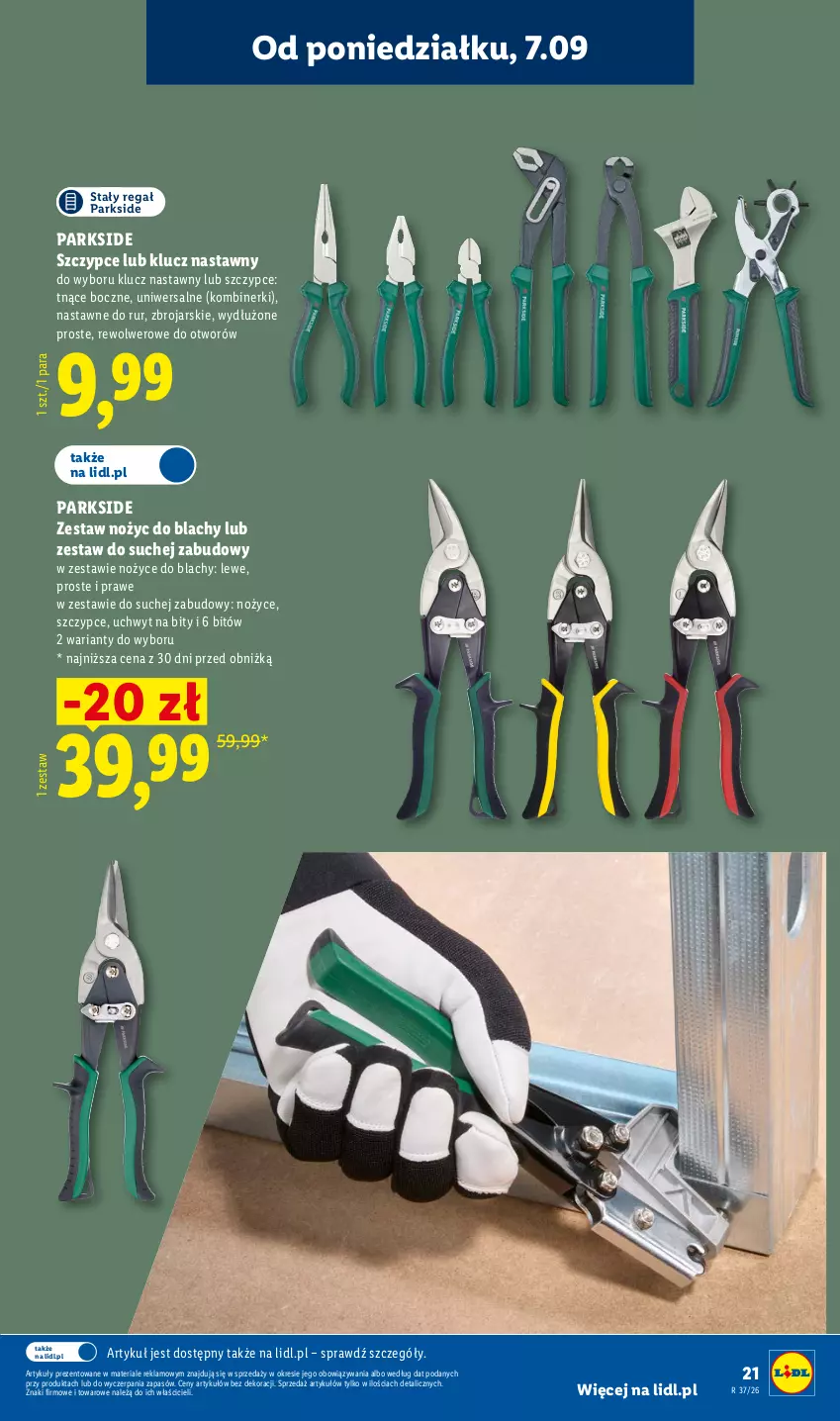 Gazetka promocyjna Lidl - Gazetka ważna od 07.09. do 12.09. - ważna 07.09 do 12.09.2026 - strona 25 - produkty: Noż, Nożyce, Parkside, Regał, Szczypce