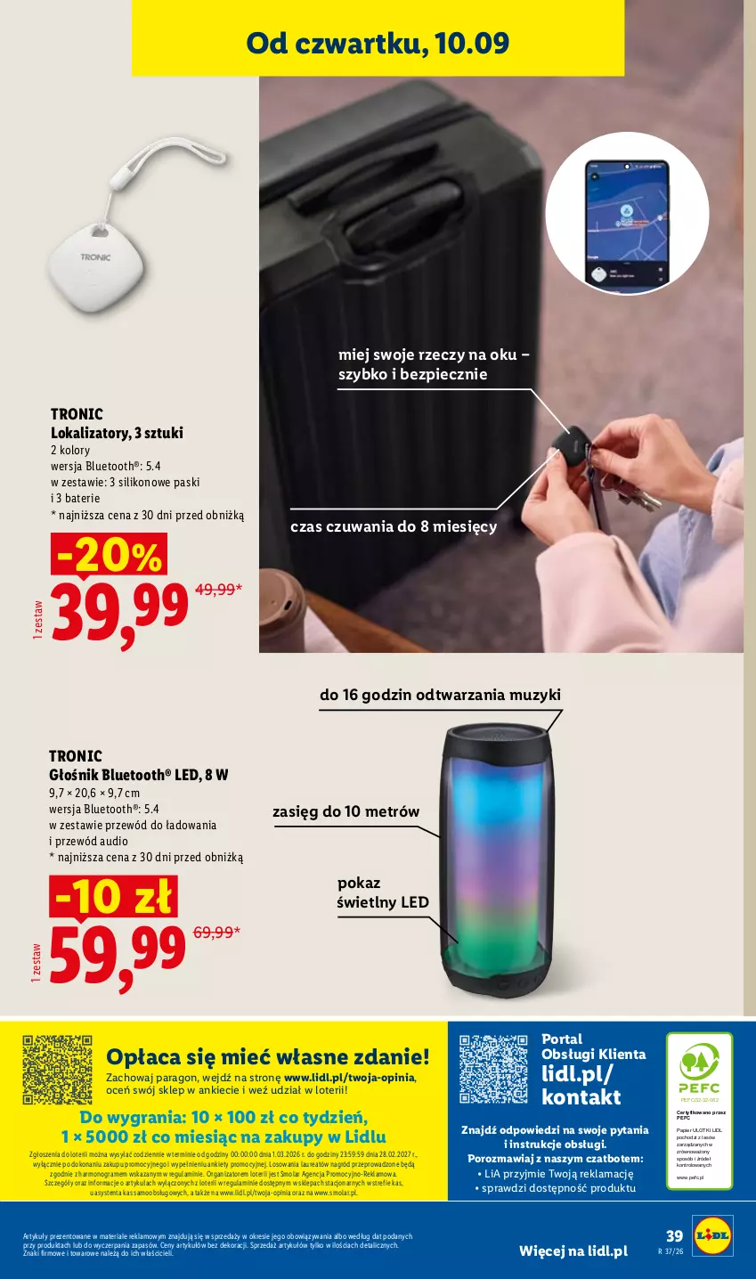 Gazetka promocyjna Lidl - Gazetka ważna od 07.09. do 12.09. - ważna 07.09 do 12.09.2026 - strona 45 - produkty: Głośnik, Głośnik bluetooth, Gra, Laur, Mola, Papier, Piec, Por, Portal, Przewód