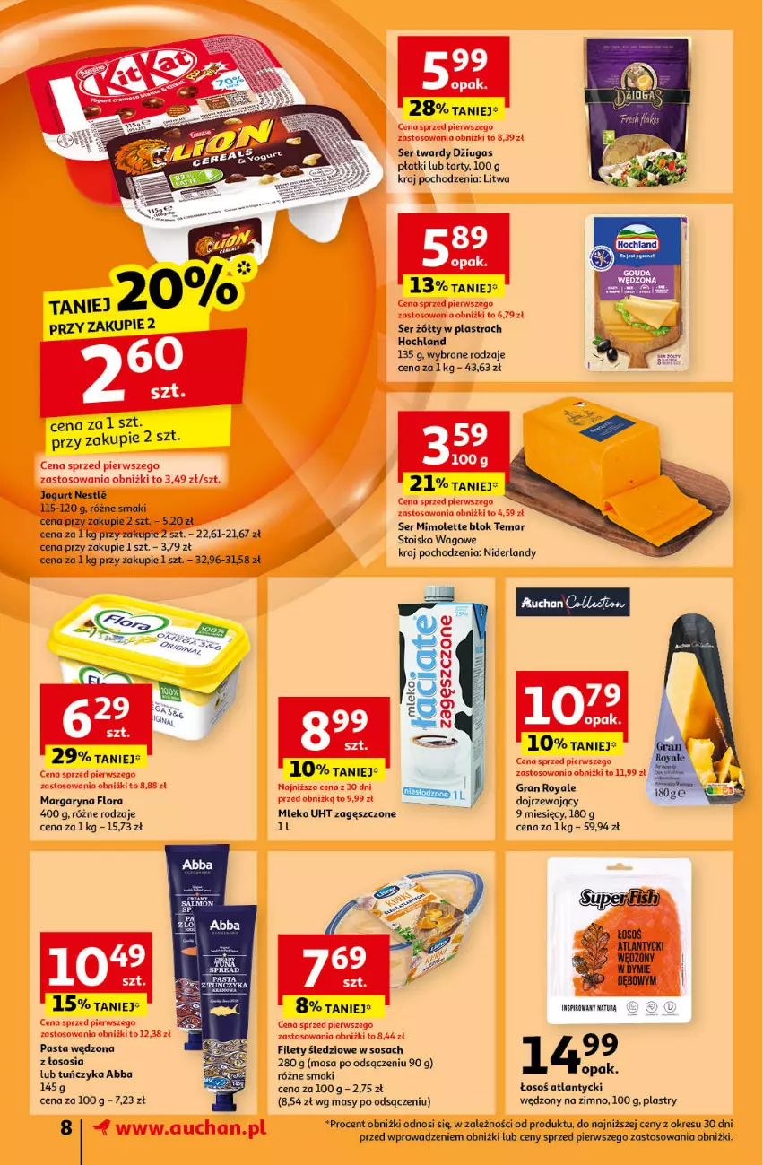 Gazetka promocyjna Auchan - Pewność Niskich Cen Supermarket - ważna 15.10 do 23.10.2024 - strona 10 - produkty: Flora, Gra, Hochland, Jogurt, Margaryna, Mimolette, Mleko, Ser, Sos, Tuńczyk