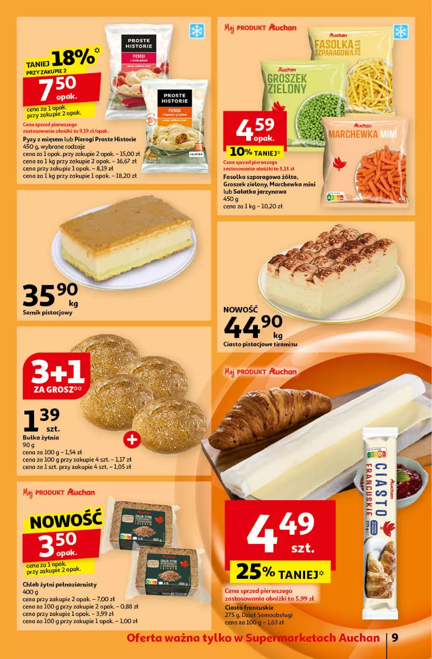 Gazetka promocyjna Auchan - Pewność Niskich Cen Supermarket - ważna 15.10 do 23.10.2024 - strona 11 - produkty: Chleb, Fa, Groszek, Marchewka, Pierogi, Sałat, Sałatka, Ser