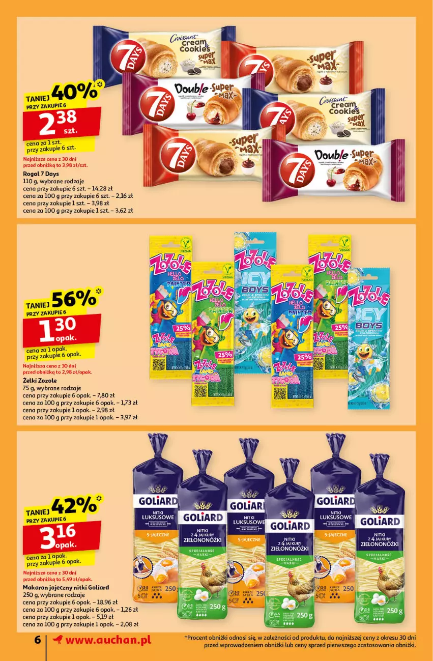 Gazetka promocyjna Auchan - Pewność Niskich Cen Supermarket - ważna 15.10 do 23.10.2024 - strona 8 - produkty: 7 Days, Goliard, Makaron, Rogal