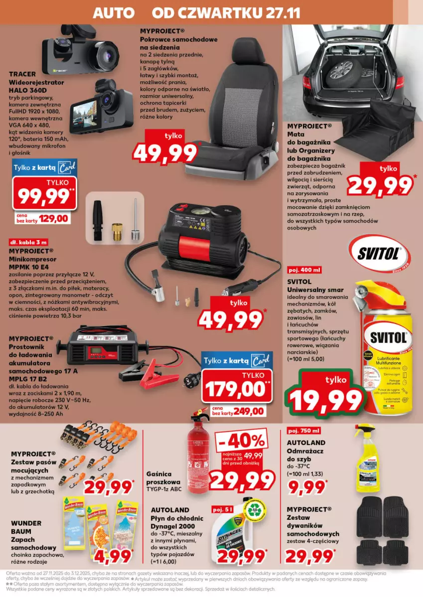 Gazetka promocyjna Kaufland - Kaufland - ważna 27.11 do 03.12.2025 - strona 5 - produkty: Acer, Akumulator, Bateria, Choinka, Dywan, Dywanik, Gaśnica, Głośnik, Halo, Inka, Kamera, Kamery, Kompresor, LG, Mata do bagażnika, Materac, Mikrofon, O Bag, Odmrażacz do szyb, Organizer, Piec, Płyn do chłodnic, Pojazd, Por, Prostownik, Rower, Silan, Sport, Szal, Tera, Tran, Wideorejestrator