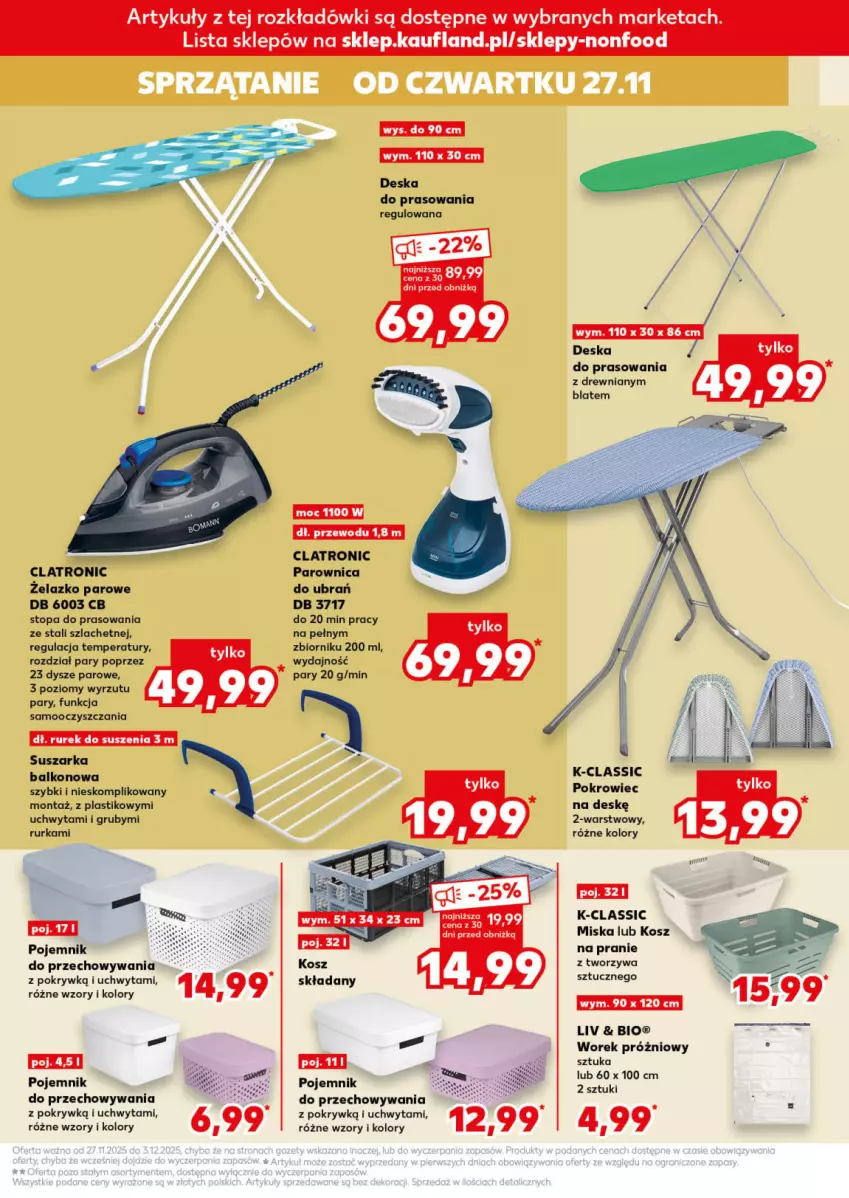 Gazetka promocyjna Kaufland - Kaufland - ważna 27.11 do 03.12.2025 - strona 7 - produkty: Kosz, Miska, Parownica, Pojemnik, Pojemnik do przechowywania, Pokrowiec, Pokrowiec na deskę, Suszarka, Suszarka balkonowa, Top