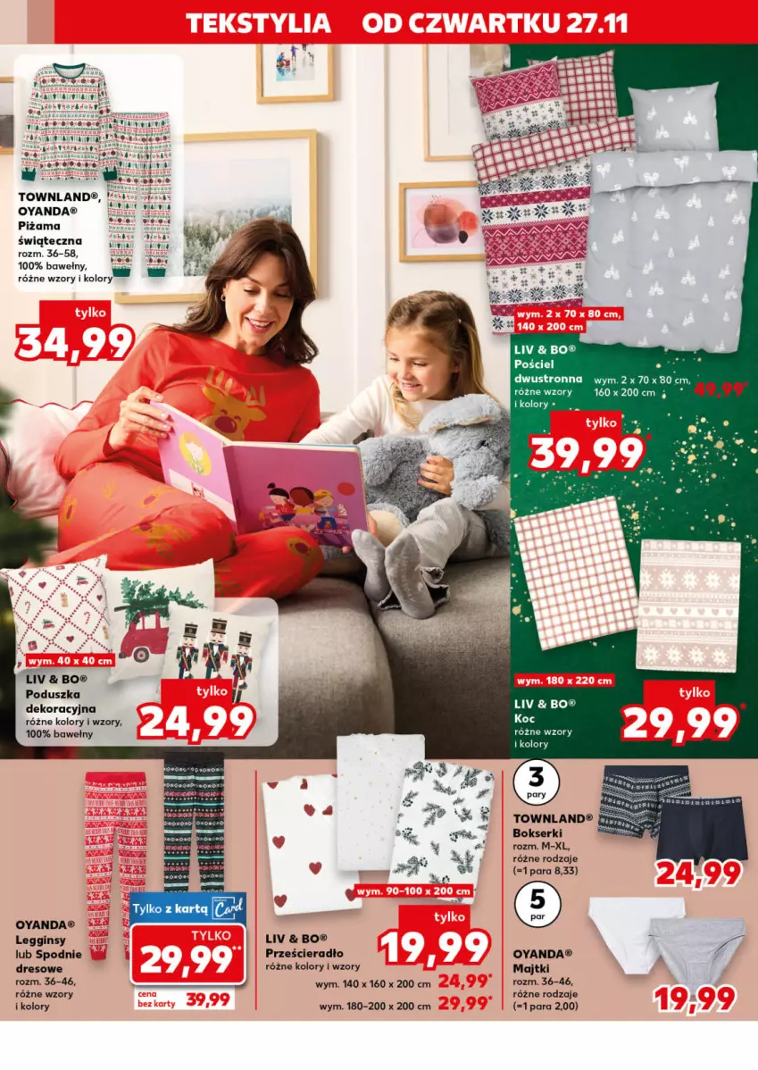 Gazetka promocyjna Kaufland - Kaufland - ważna 27.11 do 03.12.2025 - strona 8 - produkty: Bokserki, Dres, Gin, Koc, Legginsy, Majtki, Piżama, Poduszka, Por, Pościel, Prześcieradło, Ser, Spodnie