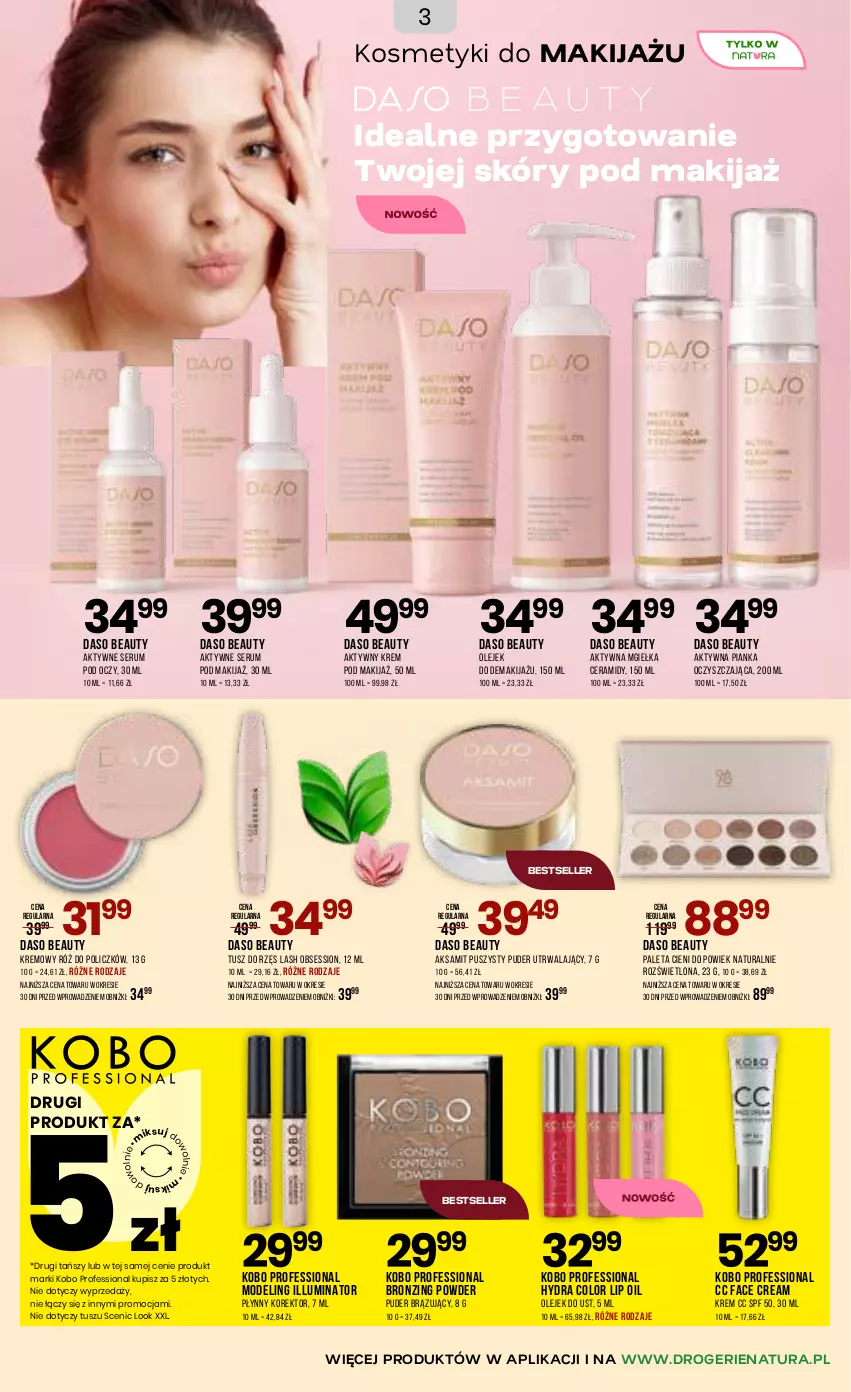Gazetka promocyjna Drogerie Natura - Gazetka Drogerie Natura - ważna 16.02 do 04.03.2026 - strona 3 - produkty: Aksam, Fa, KOBO, Makijaż, Olej, Olejek do demakijażu, Paleta, Puder, Róż do policzków, Rum, Ser, Serum, Serum pod oczy, SESSIO, Tusz