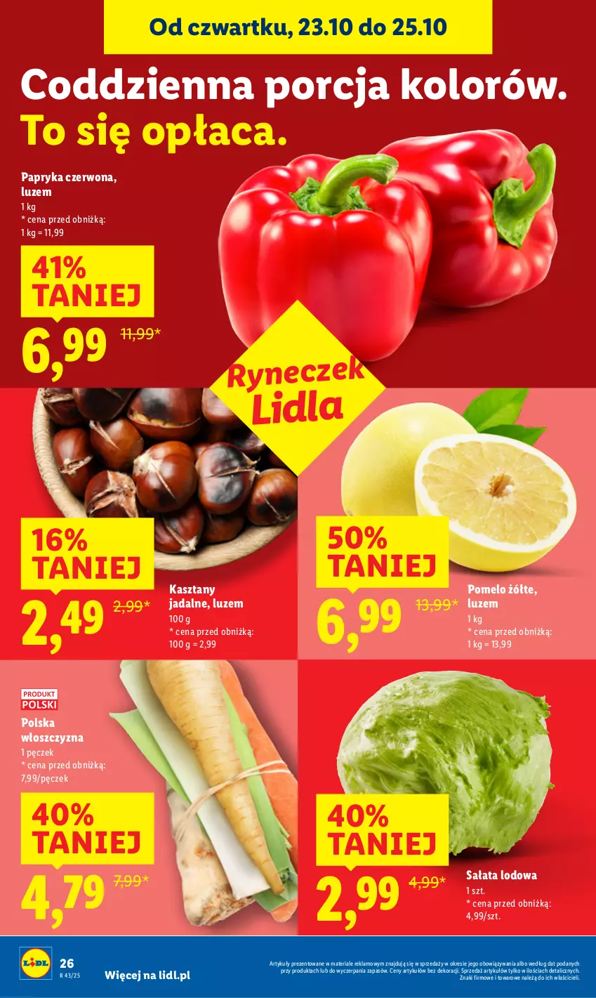 Gazetka promocyjna Lidl - GAZETKA - ważna 23.10 do 25.10.2025 - strona 30 - produkty: Papryka, Papryka czerwona, Pomelo, Por, Sałat, Sałata lodowa