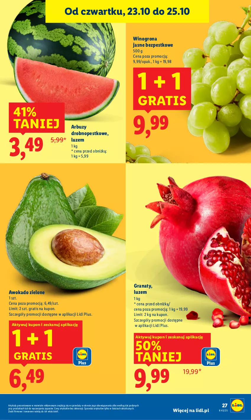 Gazetka promocyjna Lidl - GAZETKA - ważna 23.10 do 25.10.2025 - strona 31 - produkty: Arbuz, Gra, Granat, Wino, Winogrona