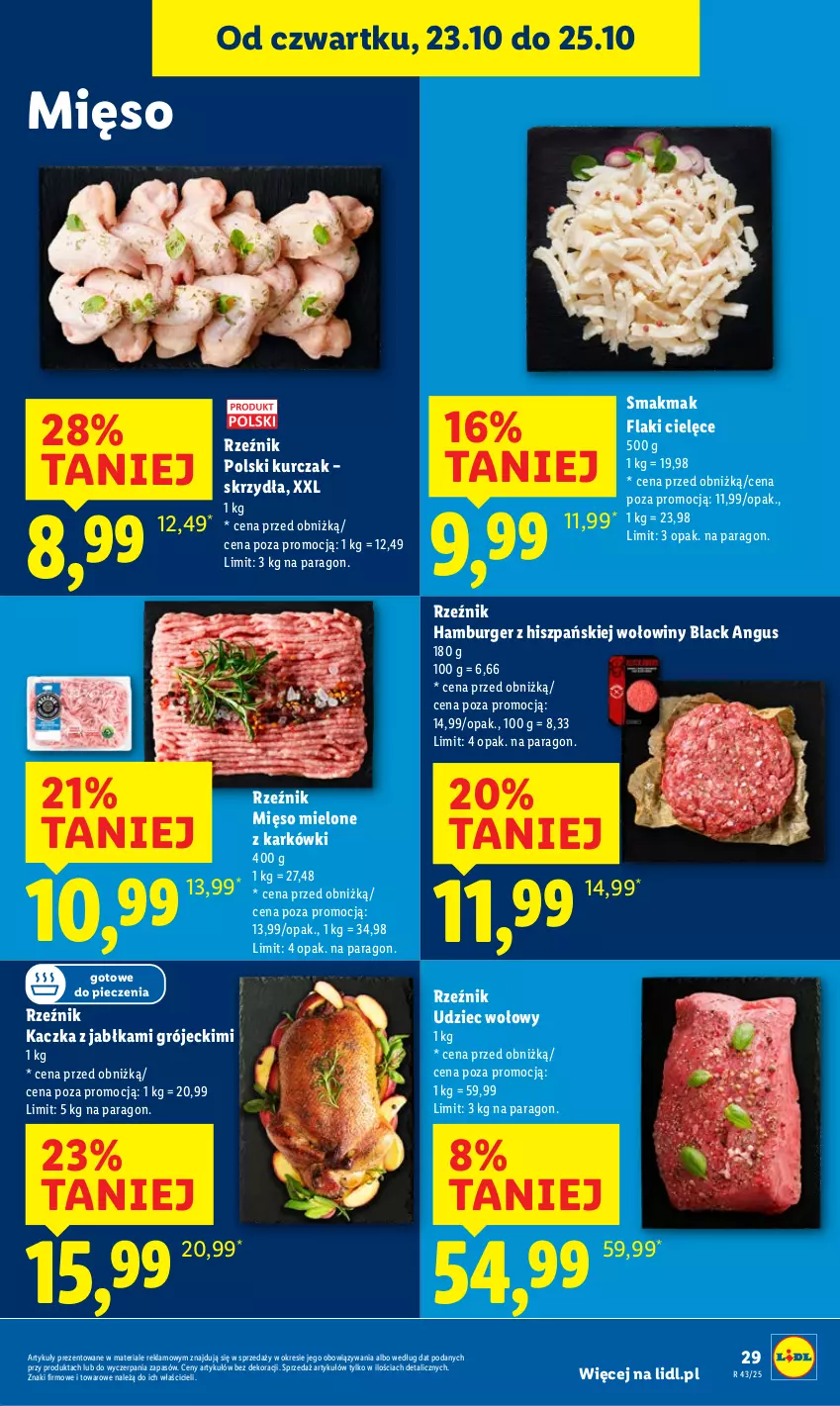 Gazetka promocyjna Lidl - GAZETKA - ważna 23.10 do 25.10.2025 - strona 33 - produkty: Burger, Flaki, Hamburger, Jabłka, Kaczka, Kurczak, Lack, Mięso, Mięso mielone, Piec, Udziec wołowy
