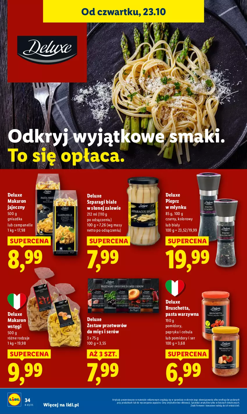 Gazetka promocyjna Lidl - GAZETKA - ważna 23.10 do 25.10.2025 - strona 38 - produkty: Cebula, Makaron, Papryka, Pasta warzywna, Pieprz, Pomidory, Ser