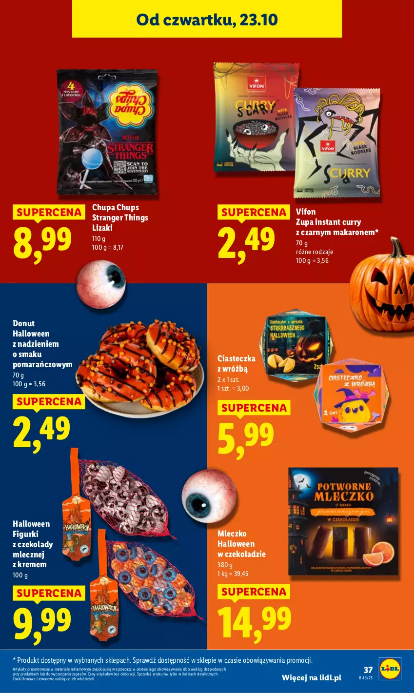 Gazetka promocyjna Lidl - GAZETKA - ważna 23.10 do 25.10.2025 - strona 41 - produkty: Chupa Chups, Donut, Lizaki, Makaron, Mleczko, Tran, Zupa