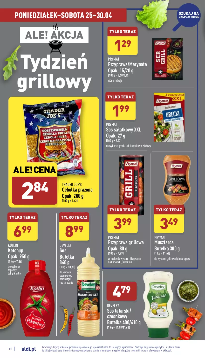 Gazetka promocyjna Aldi - Katalog spożywczy - ważna 25.04 do 30.04.2022 - strona 10 - produkty: Burger, Grill, Hamburger, Ketchup, Kotlin, Mus, Musztarda, Prymat, Sałat, Sos, Tera