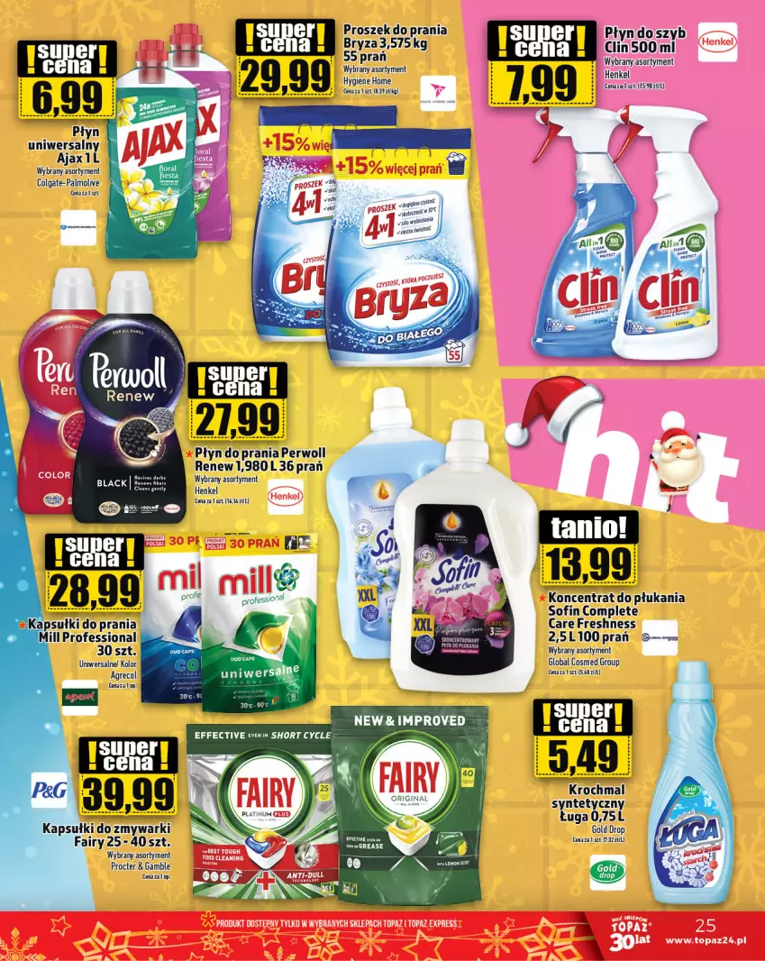 Gazetka promocyjna Topaz - Gazetka - ważna 30.11 do 06.12.2023 - strona 25 - produkty: Ajax, Clin, Fa, Fairy, LG, Palmolive, Perwoll, Płyn do prania, Zmywarki