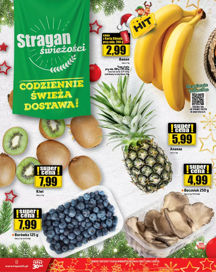 Gazetka promocyjna Topaz - Gazetka - ważna 30.11 do 06.12.2023 - strona 8 - produkty: Boczniak, Borówka, Top