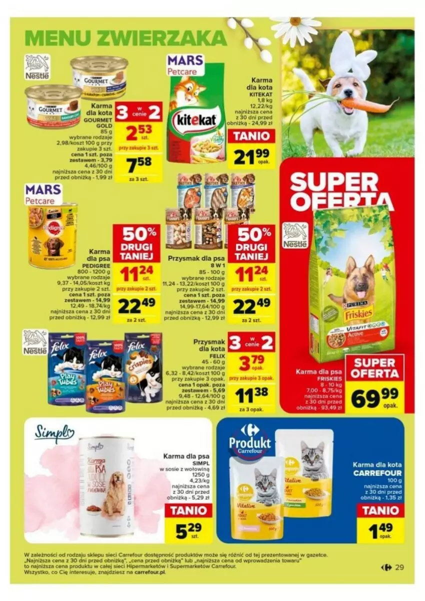 Gazetka promocyjna Carrefour - ważna 25.03 do 30.03.2024 - strona 22 - produkty: Felix, Gourmet Gold, KiteKat, Kosz, Mars, Pedigree, Por, Przysmak dla kota, Przysmak dla psa, Sos