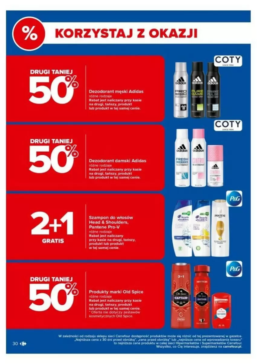 Gazetka promocyjna Carrefour - ważna 25.03 do 30.03.2024 - strona 24 - produkty: Adidas, BIC, Dezodorant, Fa, Old Spice, Pantene, Szampon
