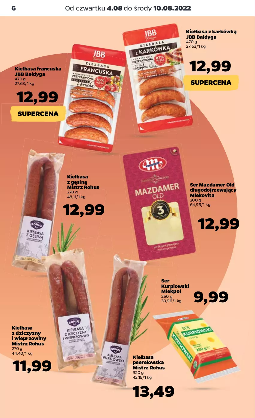 Gazetka promocyjna Netto - Artykuły spożywcze - ważna 04.08 do 10.08.2022 - strona 6 - produkty: Kiełbasa, Mazdamer, Mleko, Mlekovita, Ser