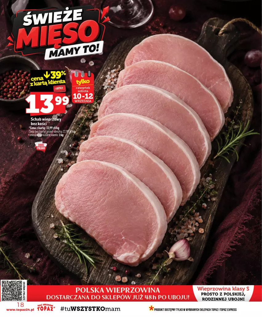 Gazetka promocyjna Topaz - Gazetka - ważna 10.09 do 16.09.2026 - strona 18 - produkty: Top, Wieprzowina