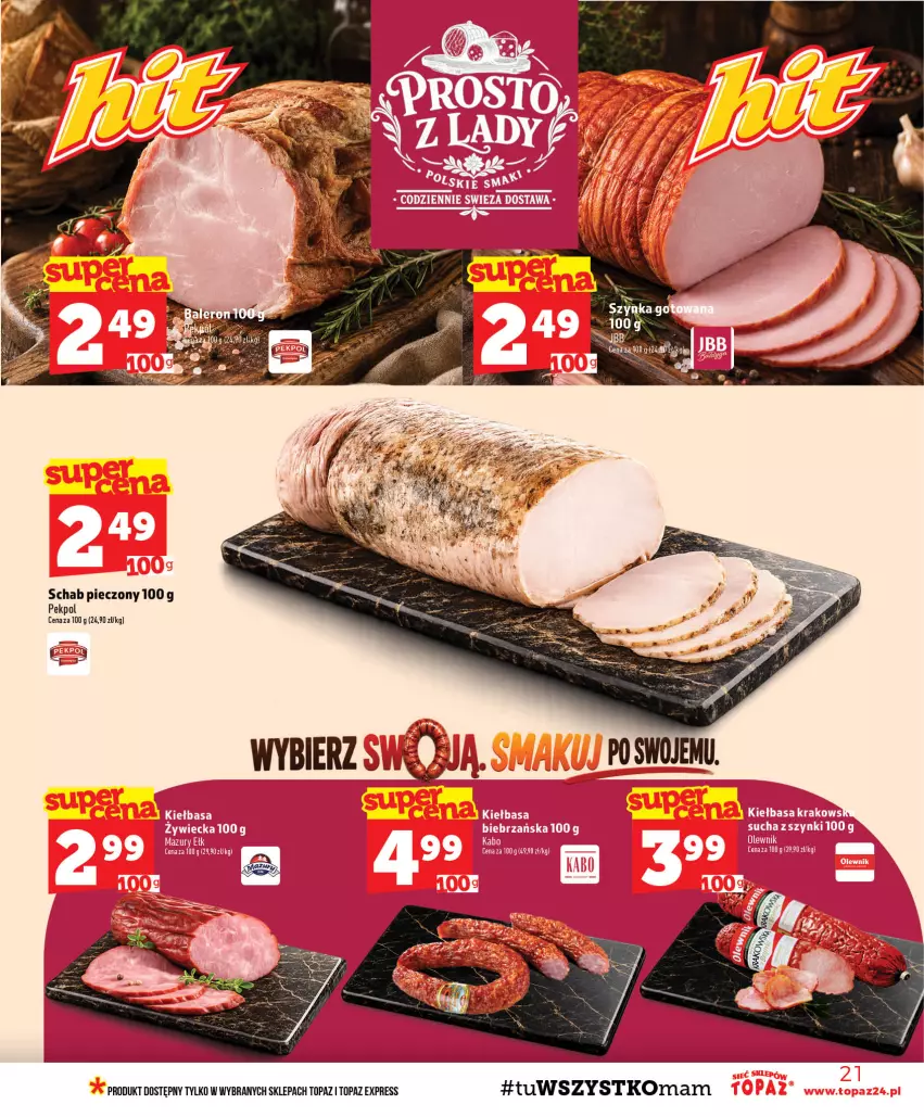 Gazetka promocyjna Topaz - Gazetka - ważna 10.09 do 16.09.2026 - strona 21 - produkty: Pekpol, Piec, Schab pieczony, Top