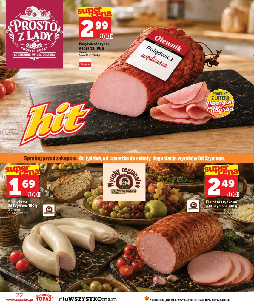 Gazetka promocyjna Topaz - Gazetka - ważna 10.09 do 16.09.2026 - strona 22 - produkty: Kiełbasa, Kiełbasa szynkowa, Top