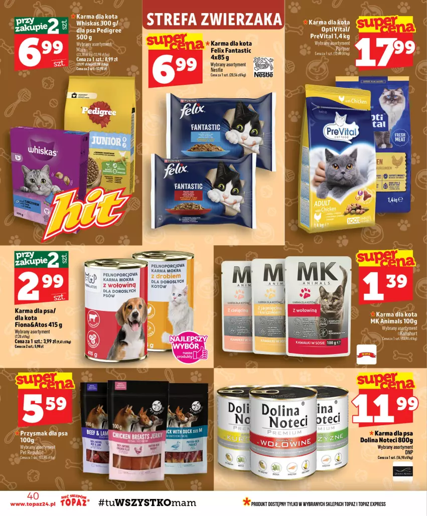 Gazetka promocyjna Topaz - Gazetka - ważna 10.09 do 16.09.2026 - strona 40 - produkty: Dior, Fa, Fanta, Felix, Orka, Pedigree, Por, Top, Whiskas