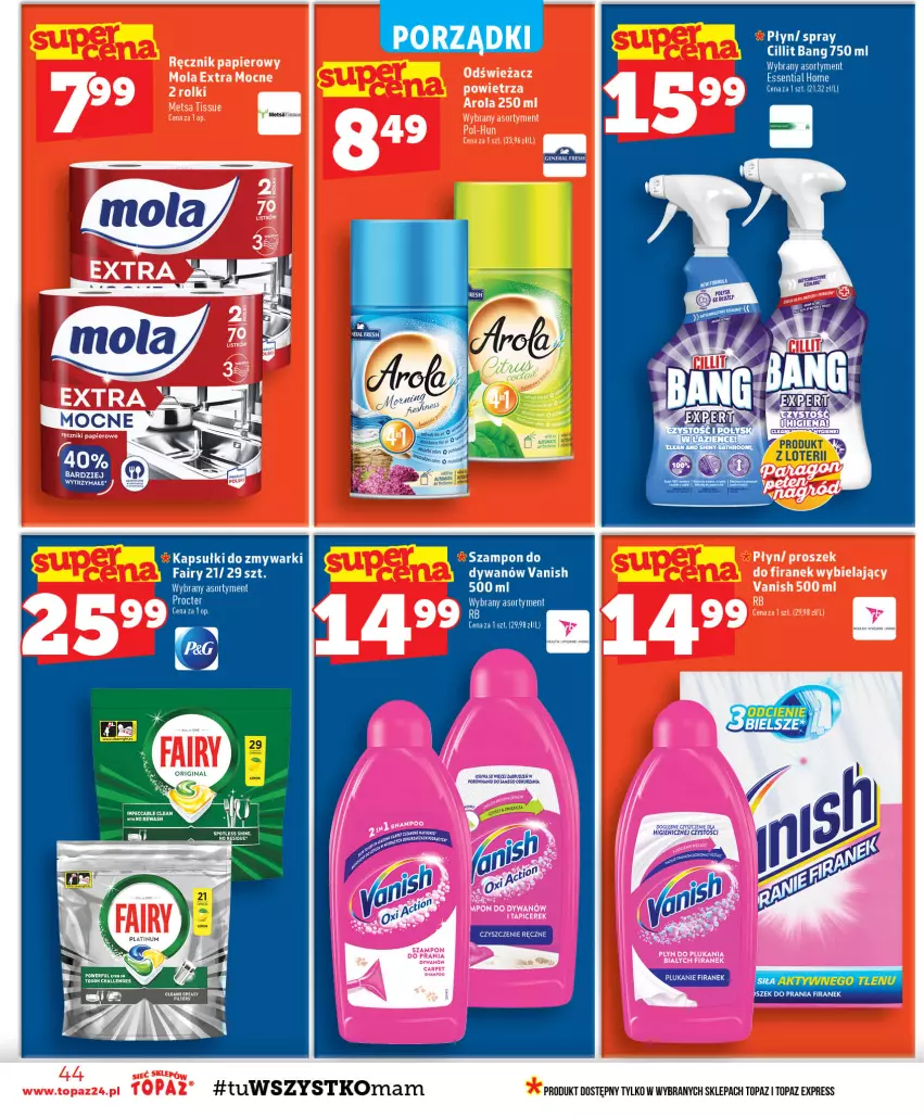 Gazetka promocyjna Topaz - Gazetka - ważna 10.09 do 16.09.2026 - strona 44 - produkty: Dywan, Fa, Fairy, Por, Szampon, Top, Vanish, Zmywarki