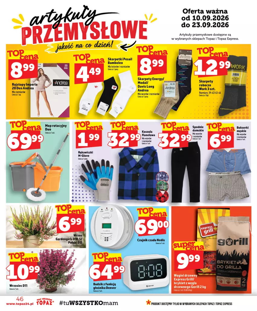 Gazetka promocyjna Topaz - Gazetka - ważna 10.09 do 16.09.2026 - strona 46 - produkty: Bokserki, Karp, Kosz, Koszula, LG, Rajstopy, Ser, Skarpetki, Spodnie, Top