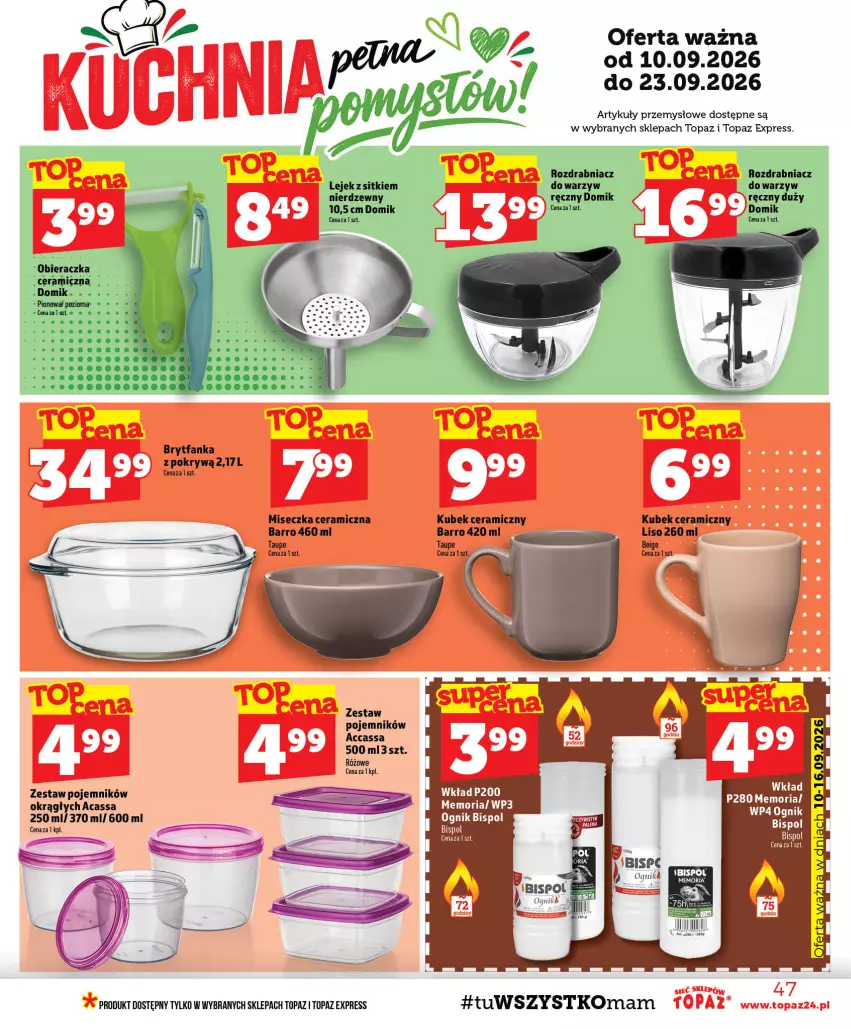 Gazetka promocyjna Topaz - Gazetka - ważna 10.09 do 16.09.2026 - strona 47 - produkty: Brytfanka, Fa, Kubek, Miseczka, Pojemnik, Top