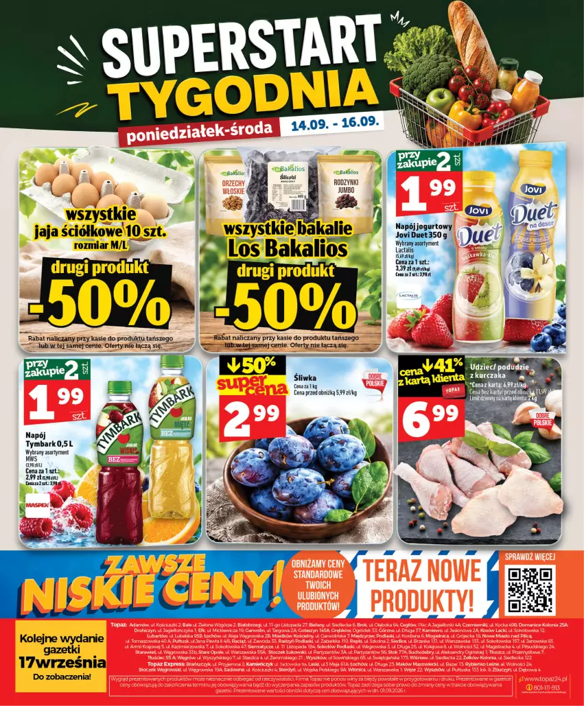 Gazetka promocyjna Topaz - Gazetka - ważna 10.09 do 16.09.2026 - strona 48 - produkty: Jaja, Kurczak, Napój, Olej, Tymbark