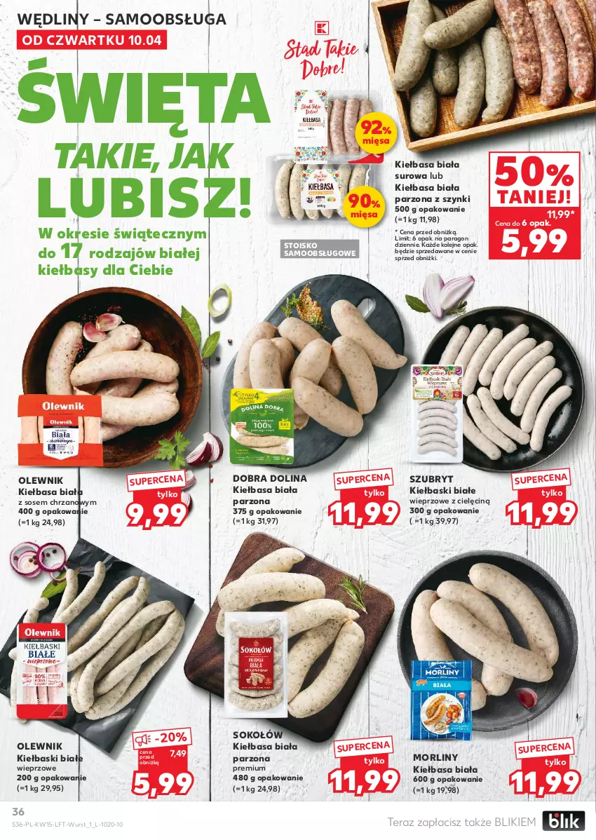 Gazetka promocyjna Kaufland - Gazetka tygodnia - ważna 10.04 do 15.04.2025 - strona 36 - produkty: Chrzan, Kiełbasa, Kiełbasa biała, Kiełbaski białe, Morliny, Olej, Olewnik, Sok, Sokołów, Sos, Szubryt, Tera
