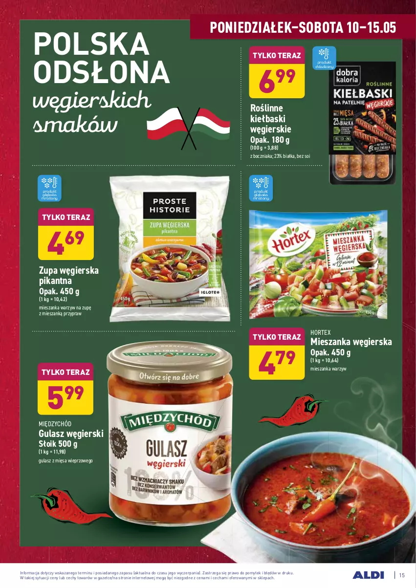 Gazetka promocyjna Aldi - ważna 10.05 do 15.05.2021 - strona 15 - produkty: Boczniak, Hortex, Mieszanka warzyw, Roślinne kiełbaski, Tera, Zupa