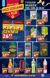 Gazetka promocyjna Aldi - Pełny katalog - Gazetka - ważna od 25.02 do 25.02.2023 - strona 16 - produkty: Piec, Tchibo, Kawa rozpuszczalna, Sok, Mus, Kupiec, Inka, Kawa zbożowa, Kawa mielona, Kawa, Herbata czarna, Lack, Schweppes, Napój izotoniczny, Napój gazowany, Tymbark, Kubuś, Jacobs, Herbata, Napój, Hortex, Fa