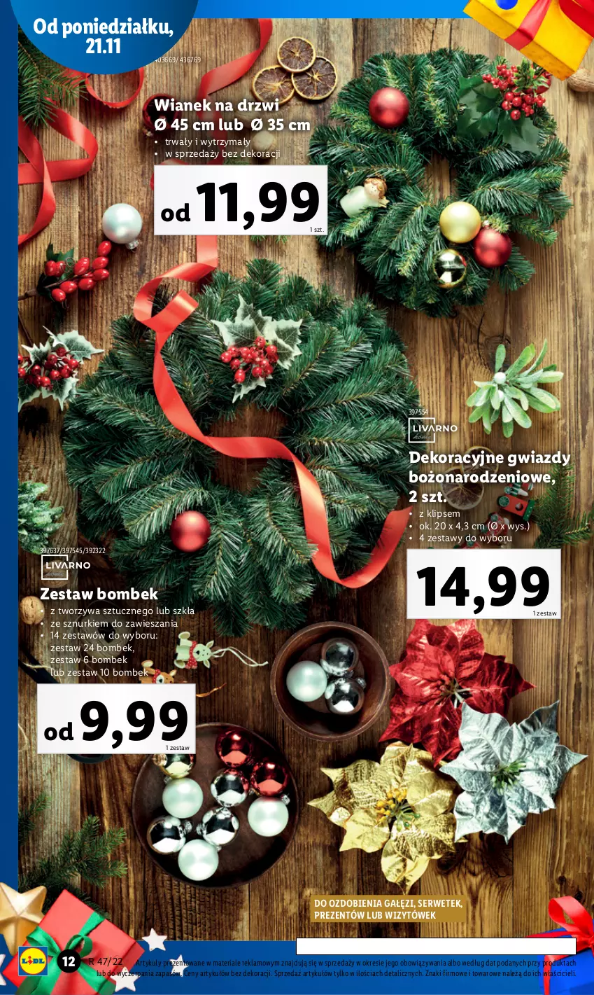 Gazetka promocyjna Lidl - GAZETKA - ważna 21.11 do 26.11.2022 - strona 12 - produkty: Drzwi, Ser, Zestaw bombek