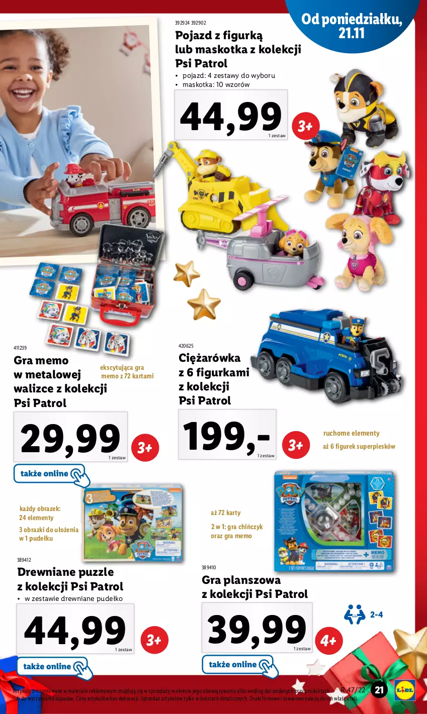 Gazetka promocyjna Lidl - GAZETKA - ważna 21.11 do 26.11.2022 - strona 21 - produkty: Gra, Obraz, Pojazd, Psi Patrol, Pudełko, Puzzle