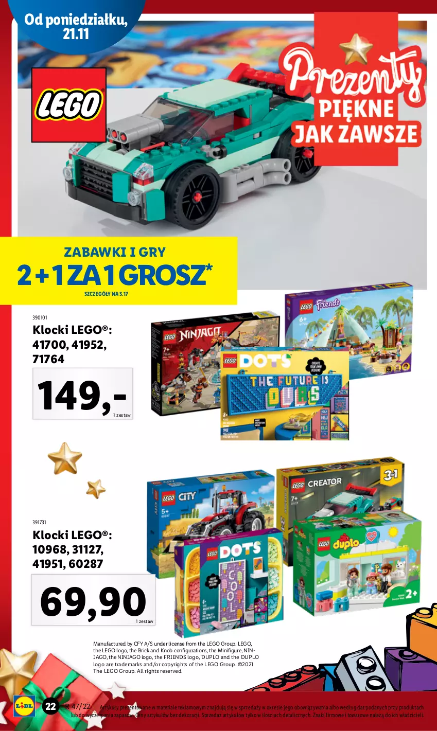 Gazetka promocyjna Lidl - GAZETKA - ważna 21.11 do 26.11.2022 - strona 22 - produkty: Fa, Gry, Klocki, LEGO, Ser
