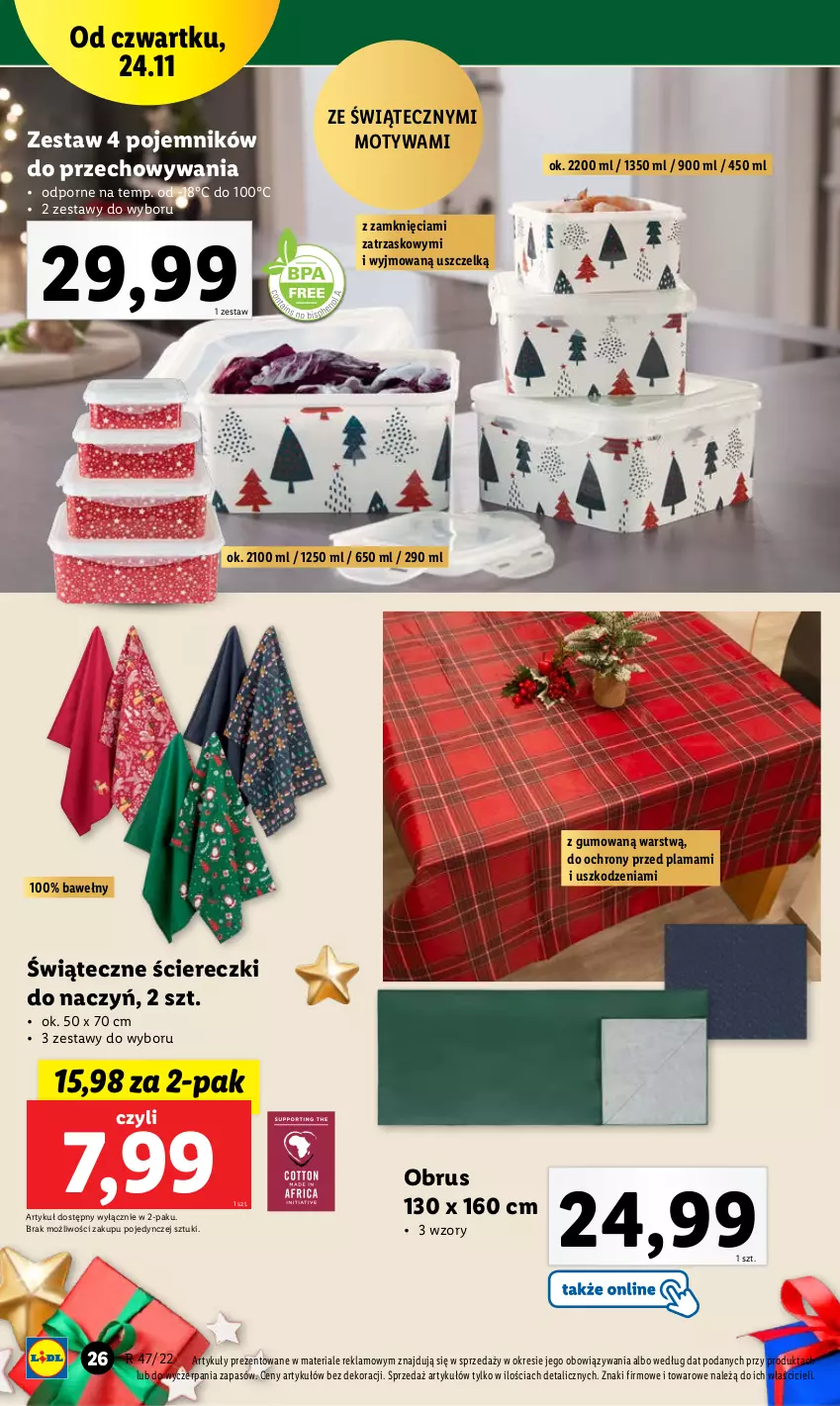 Gazetka promocyjna Lidl - GAZETKA - ważna 21.11 do 26.11.2022 - strona 30 - produkty: Obrus, Pojemnik, Por