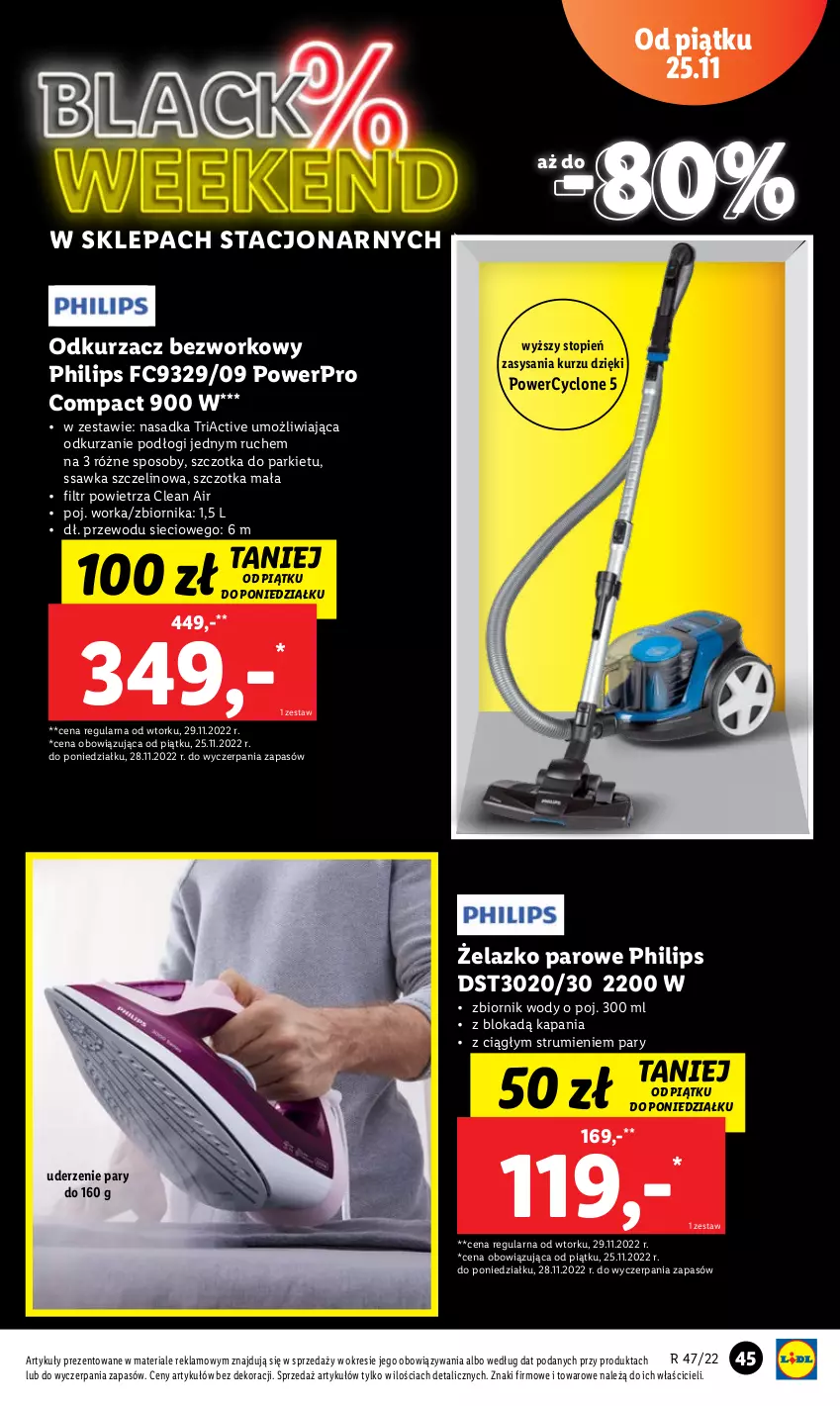 Gazetka promocyjna Lidl - GAZETKA - ważna 21.11 do 26.11.2022 - strona 49 - produkty: Odkurzacz, Orka, Philips, Rum, Szczotka, Top