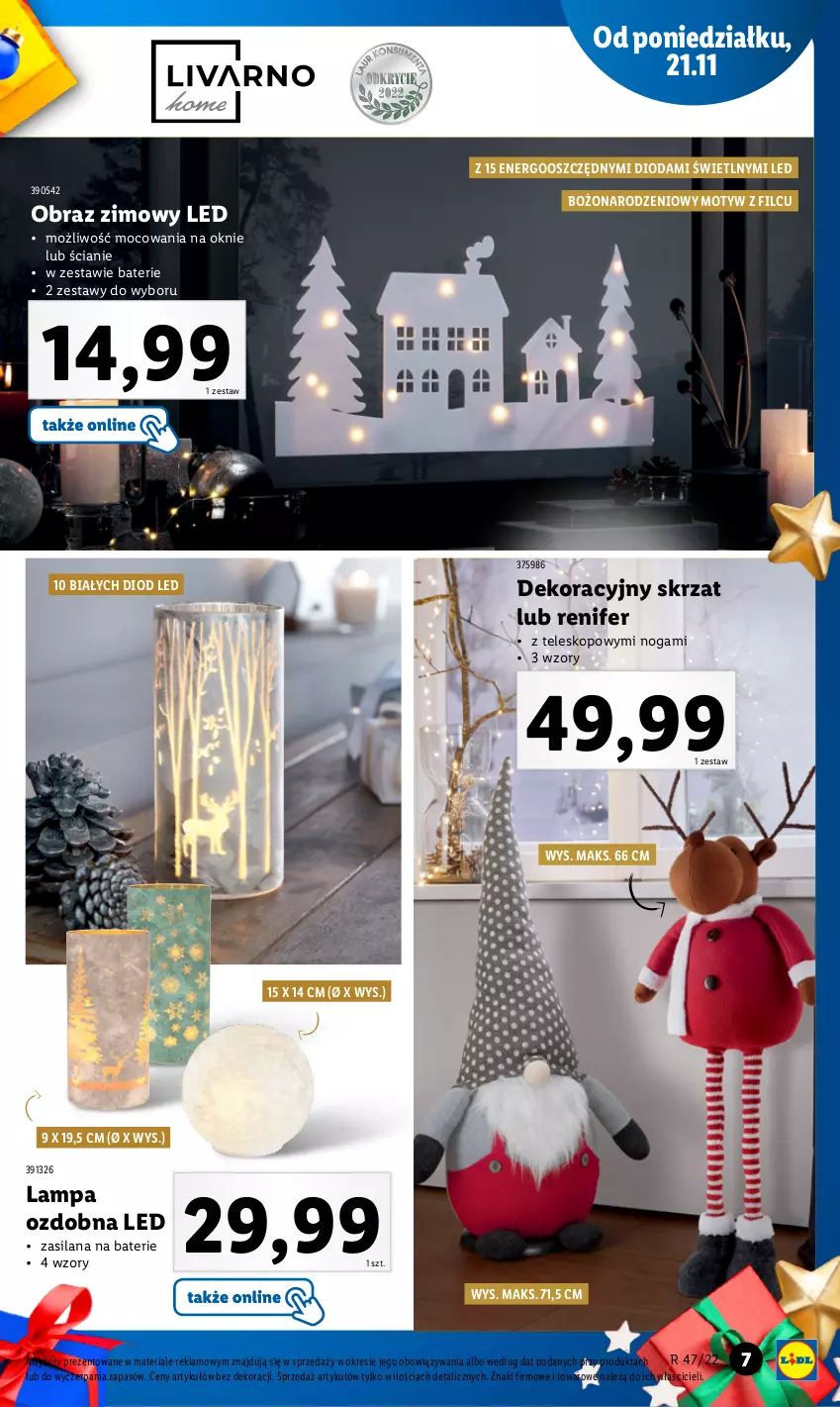 Gazetka promocyjna Lidl - GAZETKA - ważna 21.11 do 26.11.2022 - strona 7 - produkty: Lampa, LANA, Obraz, Renifer, Silan, Skrzat, Teleskop