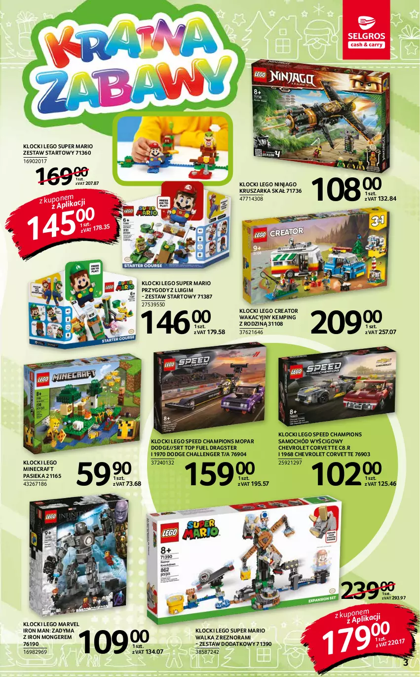 Gazetka promocyjna Selgros - Katalog Zabawki - ważna 10.11 do 24.11.2021 - strona 3 - produkty: Klocki, LEGO, LEGO Creator, LEGO Minecraft, LEGO Ninjago, Minecraft, Mop, Samochód, Top