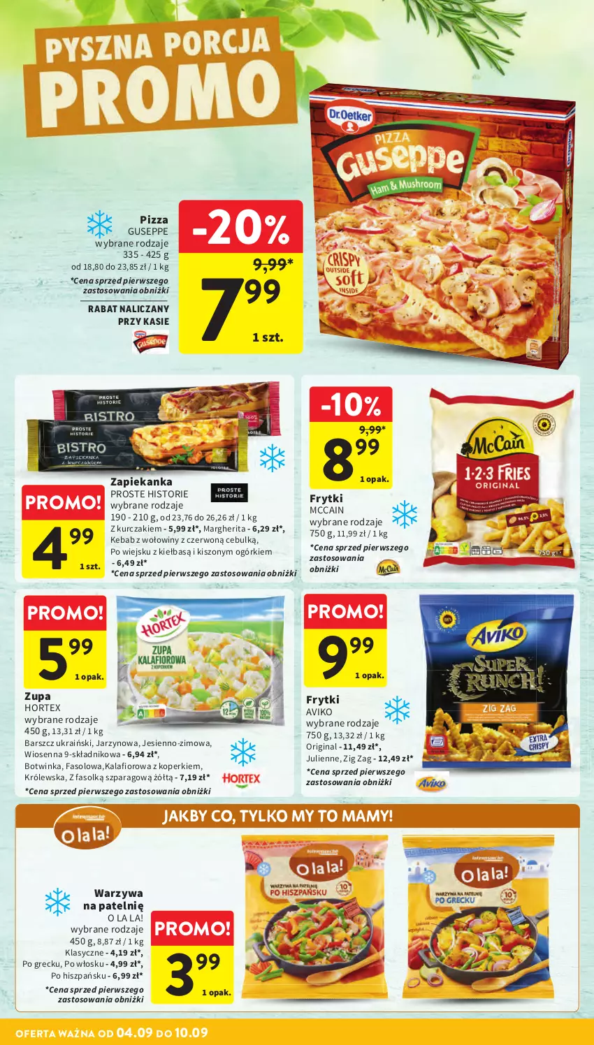 Gazetka promocyjna Intermarche - Gazetka promocyjna - ważna 04.09 do 10.09.2025 - strona 20 - produkty: Fa, Frytki, Gin, Hortex, Inka, Kalafior, Kebab, Kurczak, McCain, Pizza, Warzywa, Zapiekanka, Zupa