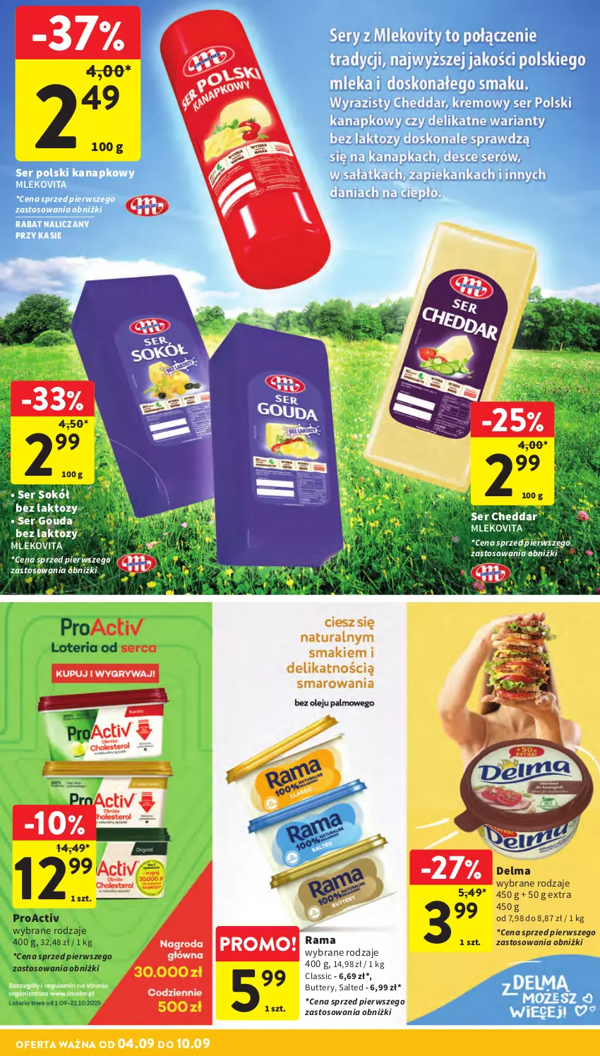 Gazetka promocyjna Intermarche - Gazetka promocyjna - ważna 04.09 do 10.09.2025 - strona 24 - produkty: Cheddar, Delma, Gouda, Mleko, Mlekovita, Rama, Ser, Sok, Sokół