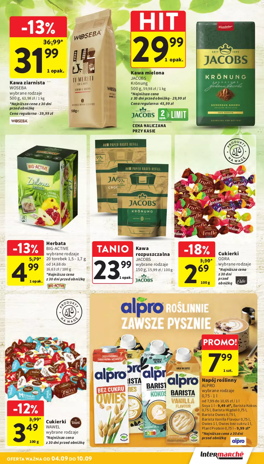 Gazetka promocyjna Intermarche - Gazetka promocyjna - ważna 04.09 do 10.09.2025 - strona 27 - produkty: Alpro, Cukier, Cukierki, Herbata, Jacobs, Jacobs Krönung, Kawa, Kawa mielona, Kawa rozpuszczalna, Kawa ziarnista, Kokos, Napój, Napój roślinny, Wawel, Woseba