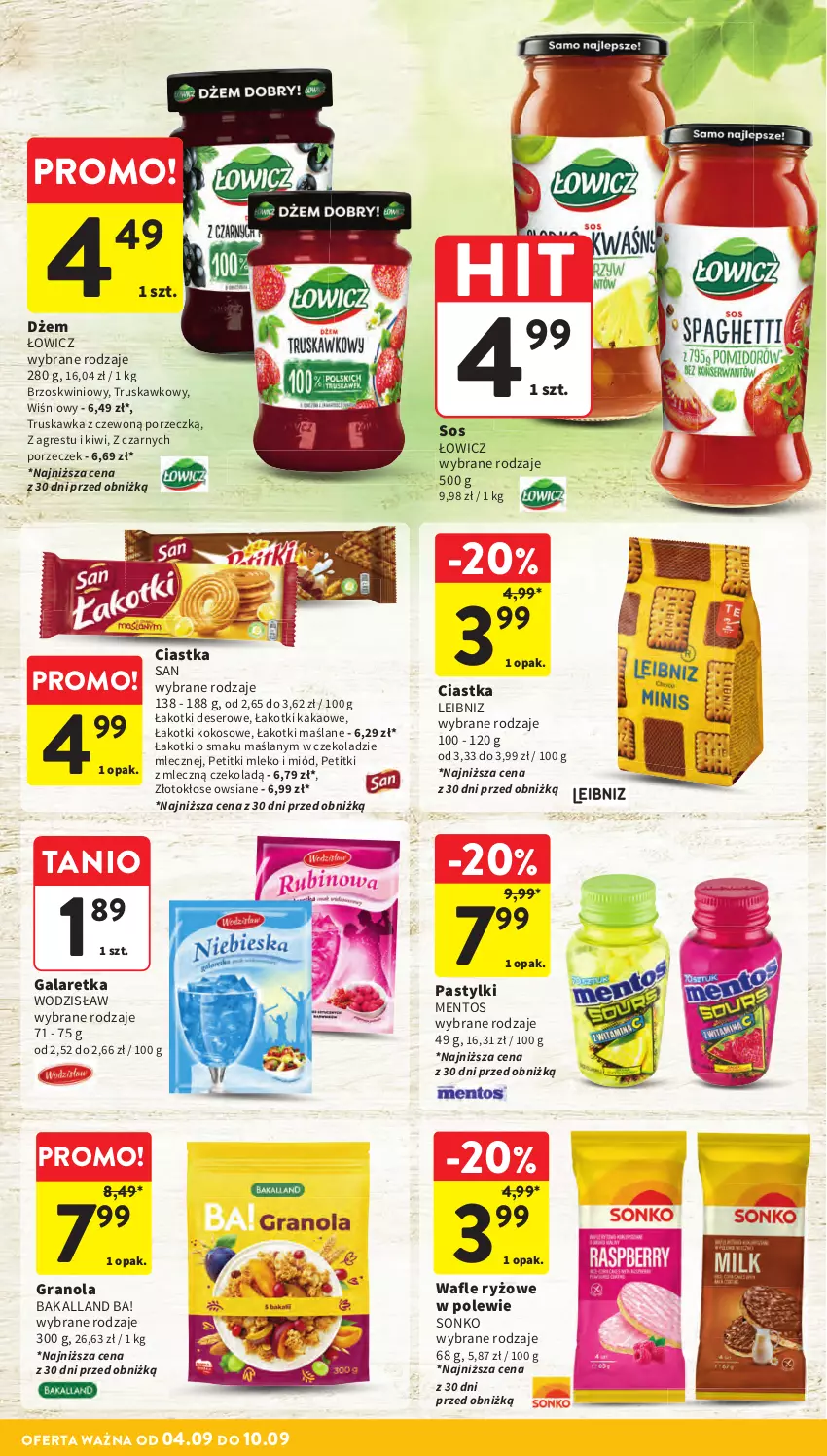 Gazetka promocyjna Intermarche - Gazetka promocyjna - ważna 04.09 do 10.09.2025 - strona 28 - produkty: Ba!, Bakalland, Ciastka, Deser, Dżem, Gala, Galaretka, Gra, Granola, Gres, Kakao, Kiwi, Kokos, Mentos, Miód, Mleko, Pastylki, Por, Ryż, Ser, Sonko, Sos