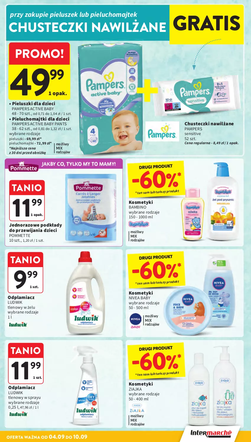 Gazetka promocyjna Intermarche - Gazetka promocyjna - ważna 04.09 do 10.09.2025 - strona 31 - produkty: Chusteczki, Dzieci, Gra, Ludwik, Majtki, Nivea, Nivea Baby, Odplamiacz, Pampers, Pieluchomajtki, Podkład, Ziajka